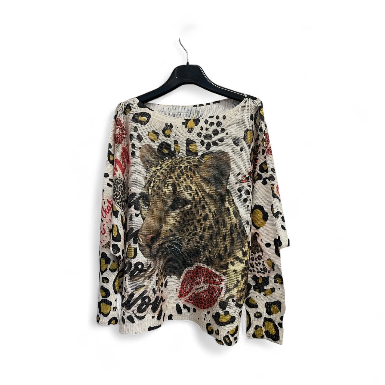 Lightweight sweater - Cheetah/lips - Blue Sky Fashions & Lingerie