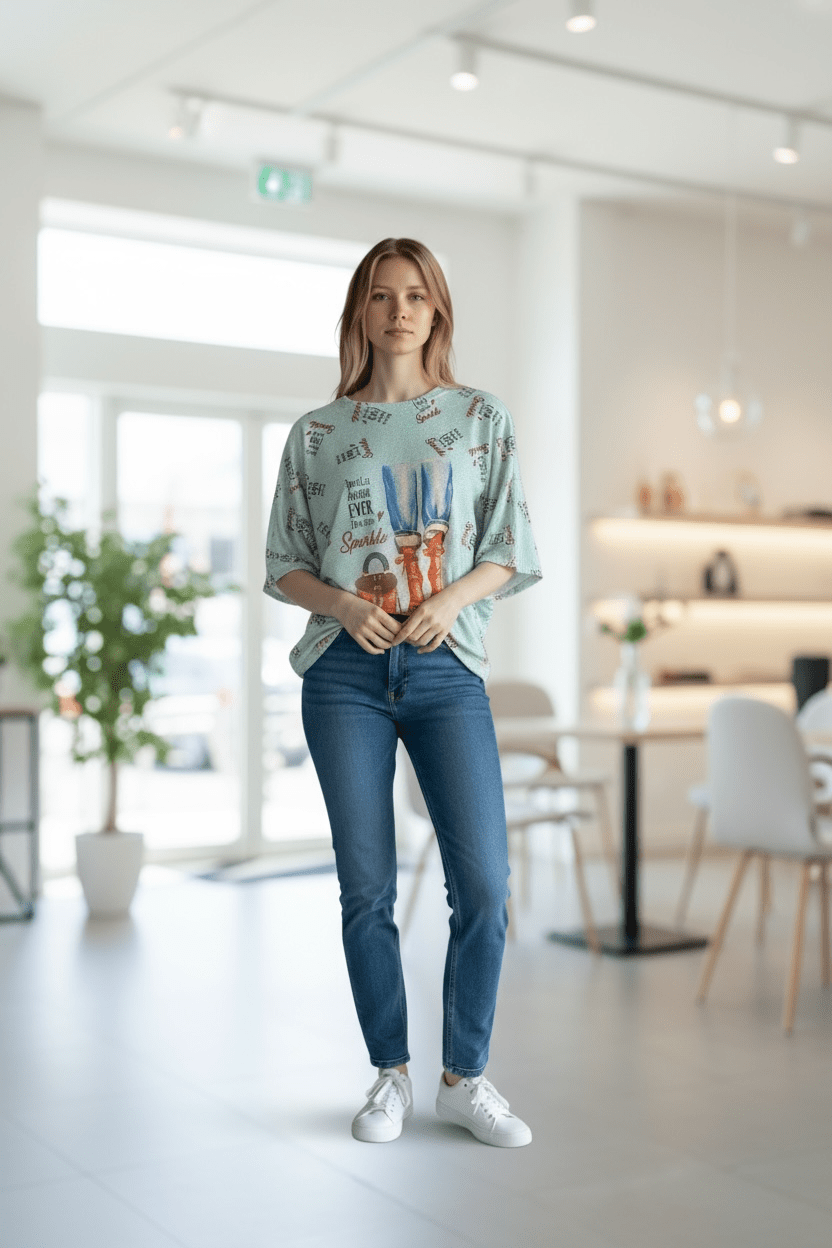 Lightweight sweater - fashion addict (blue) - Blue Sky Fashions & Lingerie