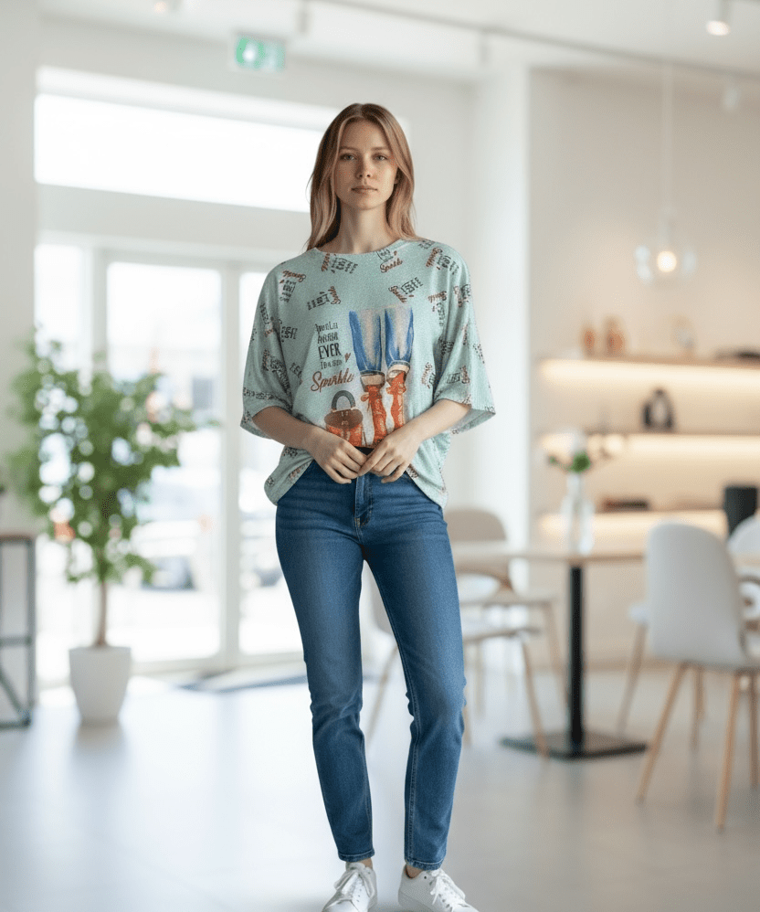 Lightweight sweater - fashion addict (blue) - Blue Sky Fashions & Lingerie