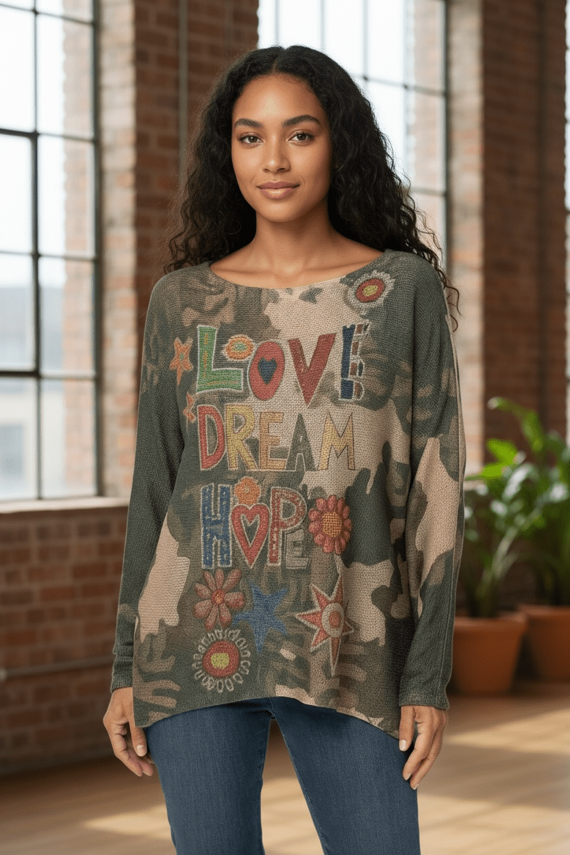 Lightweight sweater - Love Dream Hope - Blue Sky Fashions & Lingerie
