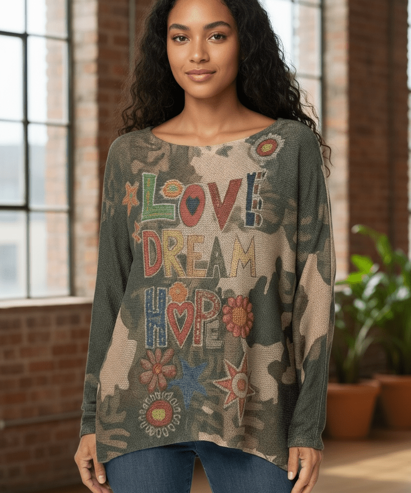 Lightweight sweater - Love Dream Hope - Blue Sky Fashions & Lingerie