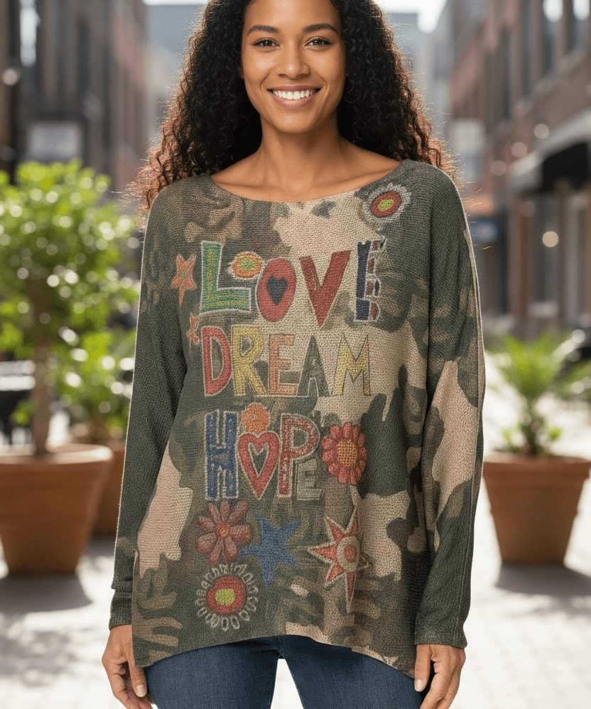 Lightweight sweater - Love Dream Hope - Blue Sky Fashions & Lingerie