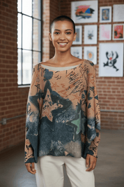 Lightweight sweater - star print - Blue Sky Fashions & Lingerie