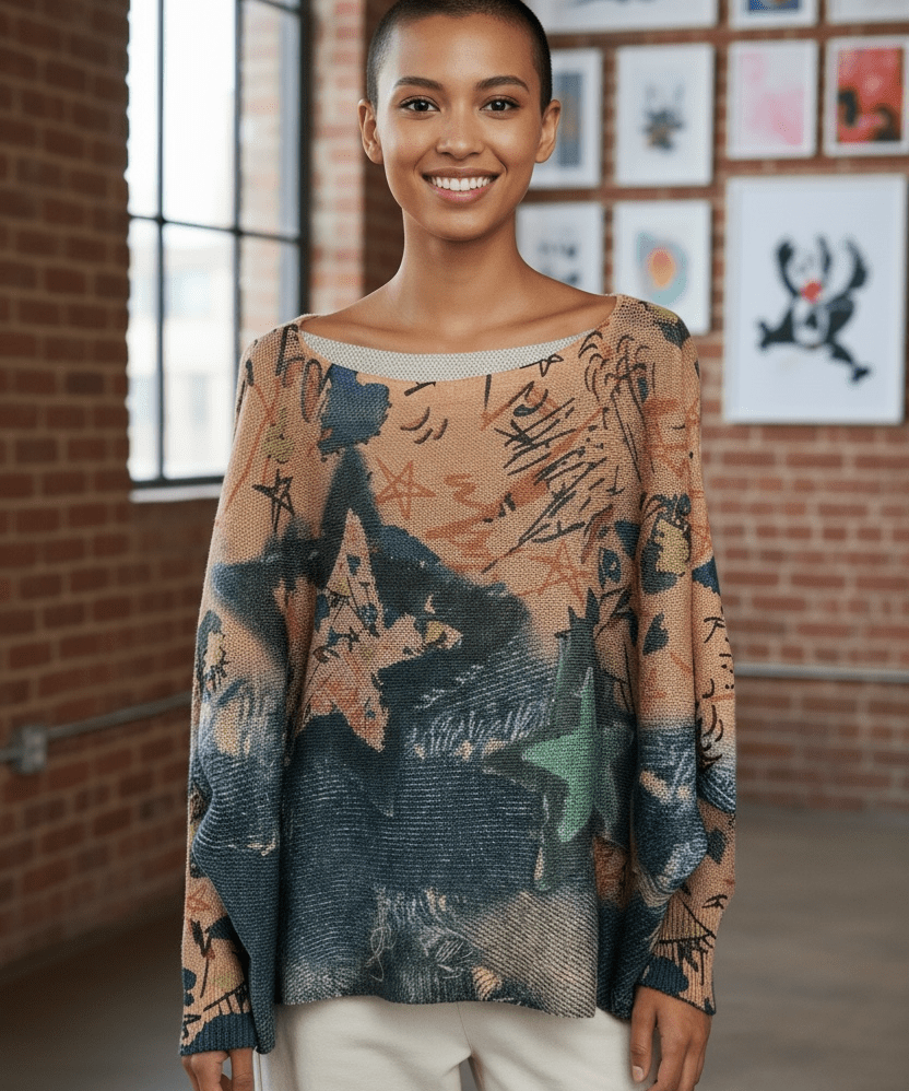 Lightweight sweater - star print - Blue Sky Fashions & Lingerie