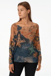 Lightweight sweater - star print - Blue Sky Fashions & Lingerie