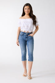 Lily Denim Capri Pant by Guess - Driftwood Blue - Blue Sky Fashions & Lingerie