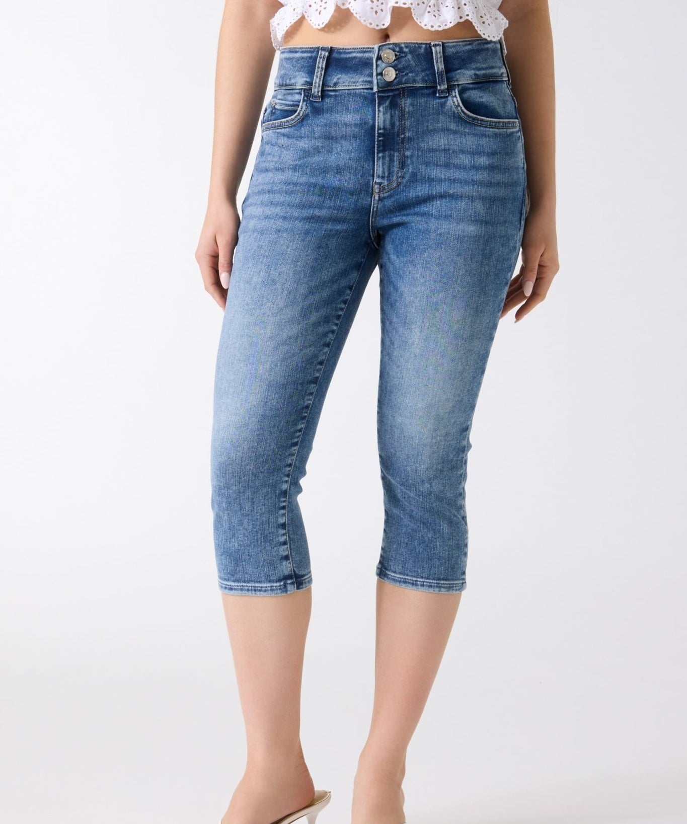 Lily Denim Capri Pant by Guess - Driftwood Blue - Blue Sky Fashions & Lingerie