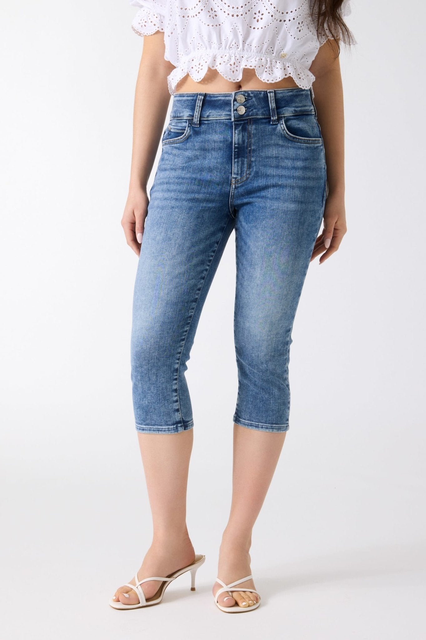 Lily Denim Capri Pant by Guess - Driftwood Blue - Blue Sky Fashions & Lingerie
