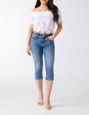 Lily Denim Capri Pant by Guess - Driftwood Blue - Blue Sky Fashions & Lingerie