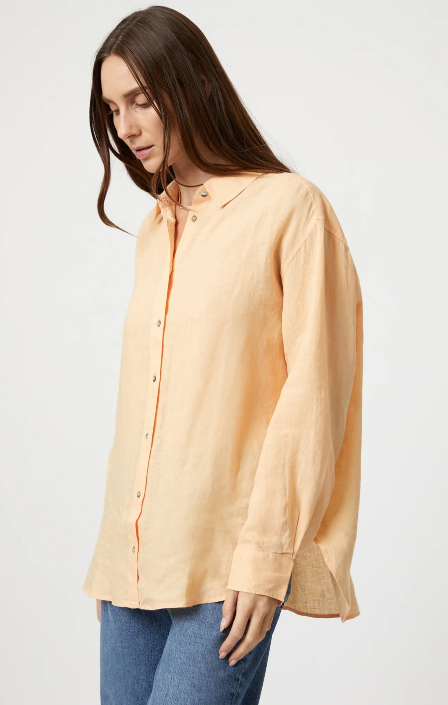 Linen Button-Up Shirt - Caramel Cream - Blue Sky Fashions & Lingerie