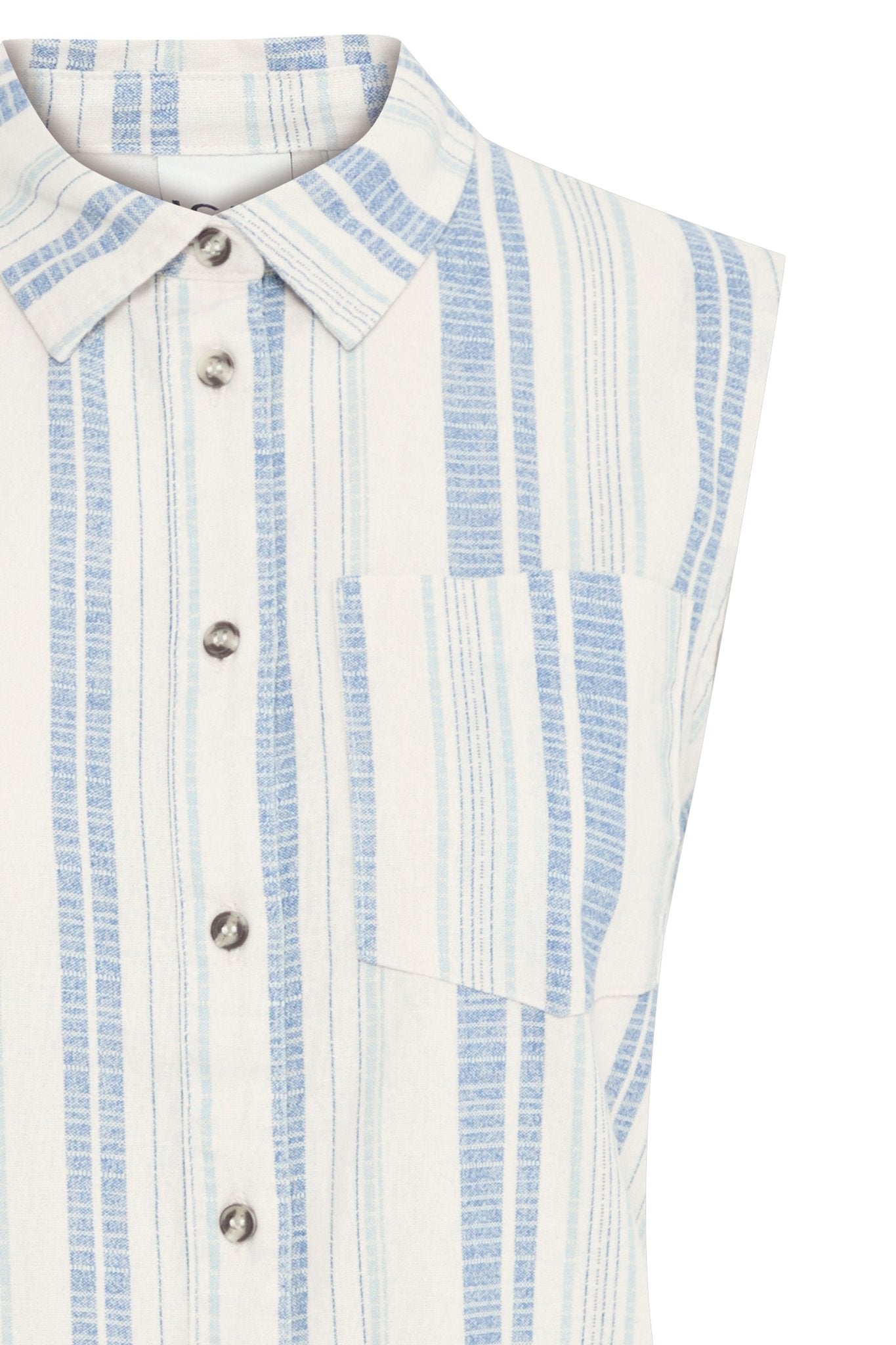 Lino sleeveless striped shirt by Ichi - cashmere blue - Blue Sky Fashions & Lingerie