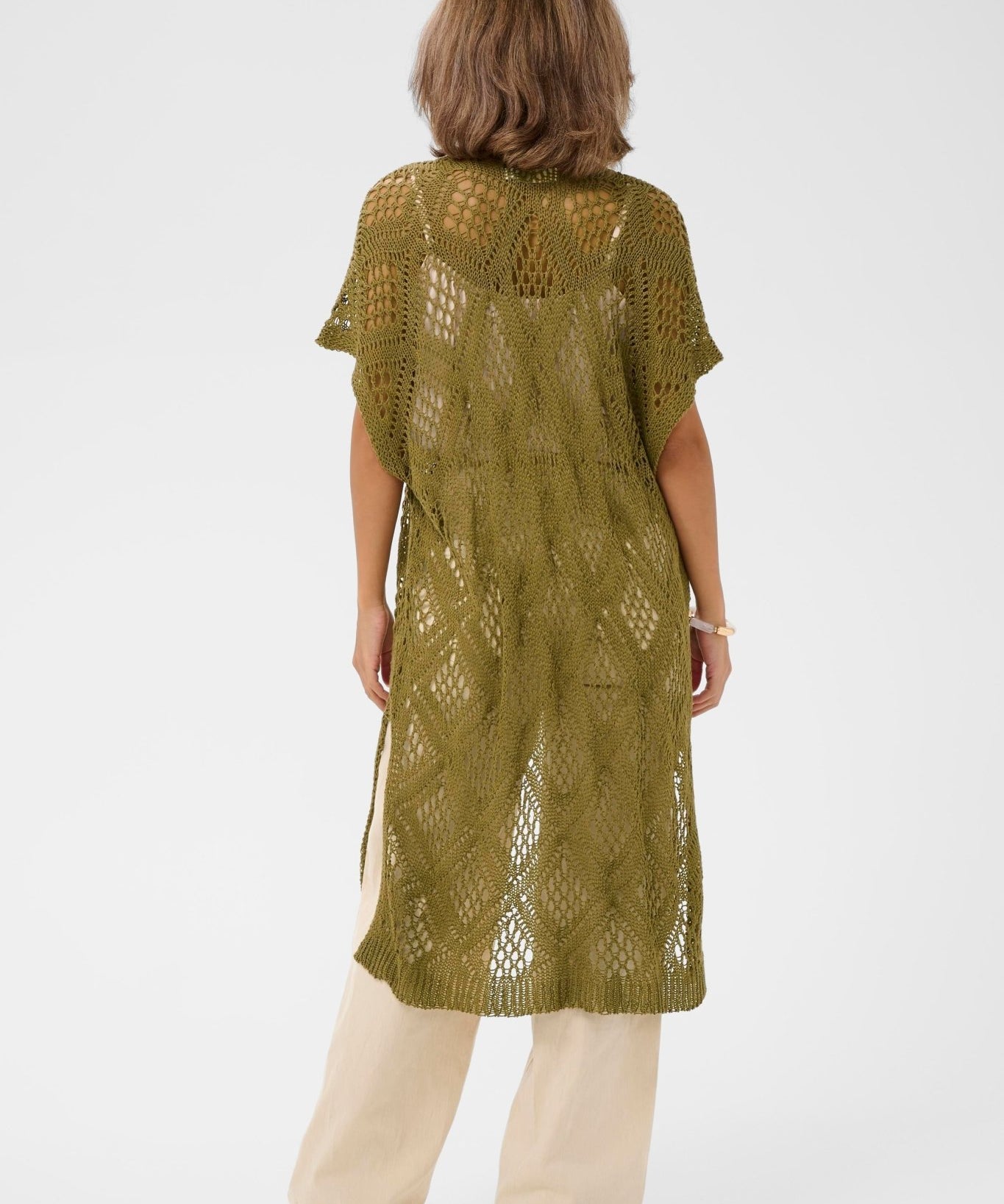 Long knit vest by Cream - military green - Blue Sky Fashions & Lingerie