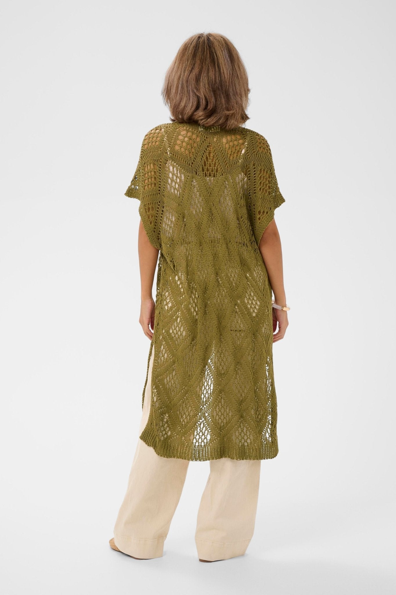 Long knit vest by Cream - military green - Blue Sky Fashions & Lingerie