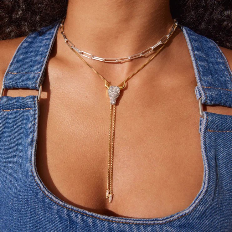 LONGHORN SPARKLE BOLO TIE NECKLACE - Blue Sky Fashions & Lingerie