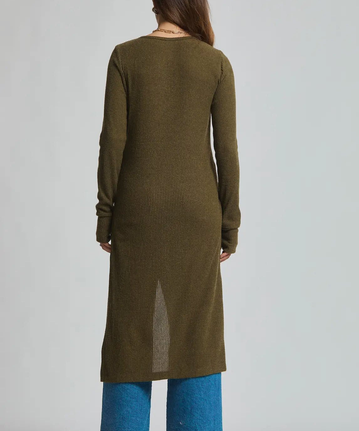 Longline Tunic with side buttons - Olive - Blue Sky Fashions & Lingerie