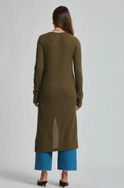 Longline Tunic with side buttons - Olive - Blue Sky Fashions & Lingerie