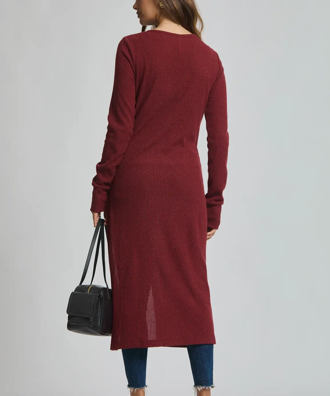 Longline Tunic with side buttons - wine - Blue Sky Fashions & Lingerie