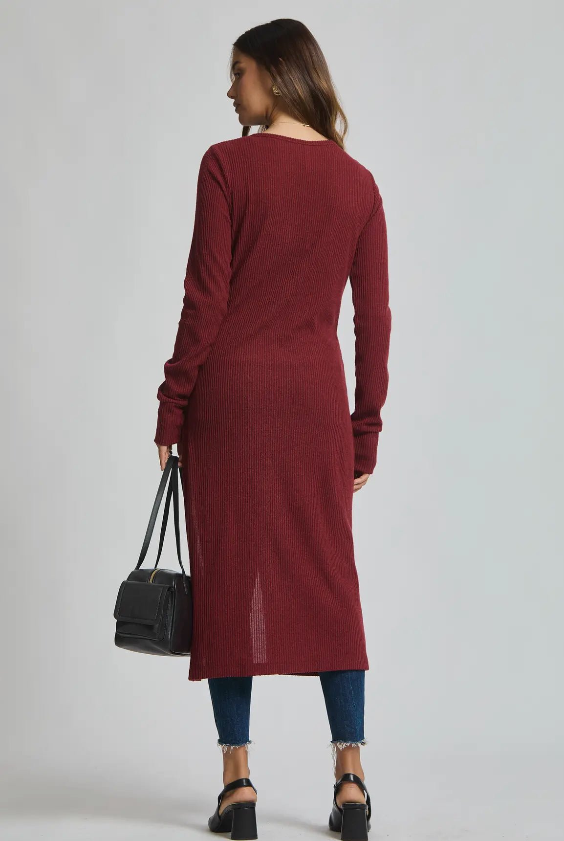 Longline Tunic with side buttons - wine - Blue Sky Fashions & Lingerie