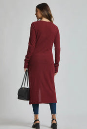 Longline Tunic with side buttons - wine - Blue Sky Fashions & Lingerie