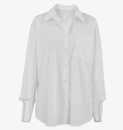 Loose Casual Lapel Elegant White Shirt - Blue Sky Fashions & Lingerie