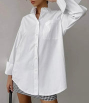 Loose Casual Lapel Elegant White Shirt - Blue Sky Fashions & Lingerie