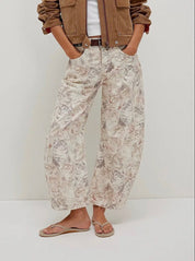 Love Star Cat Print Loose Midi Waist Jeans - Blue Sky Fashions & Lingerie