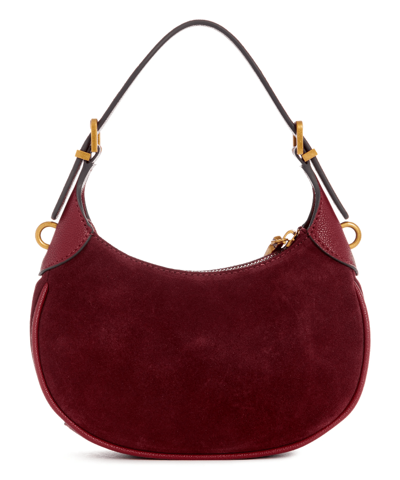 Malva suede leather mini hobo by Guess - burgundy - Blue Sky Fashions & Lingerie