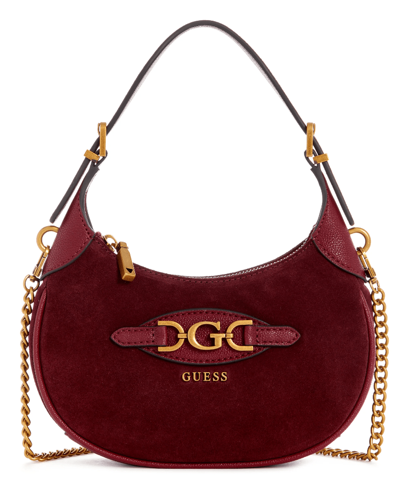 Malva suede leather mini hobo by Guess - burgundy - Blue Sky Fashions & Lingerie