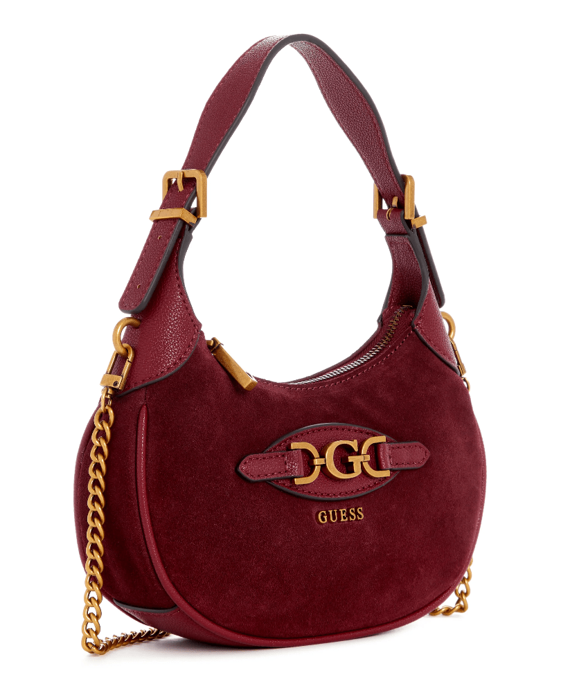 Malva suede leather mini hobo by Guess - burgundy - Blue Sky Fashions & Lingerie