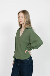MEGAN WAFFLE SWEATER IN MATCHA - Blue Sky Fashions & Lingerie