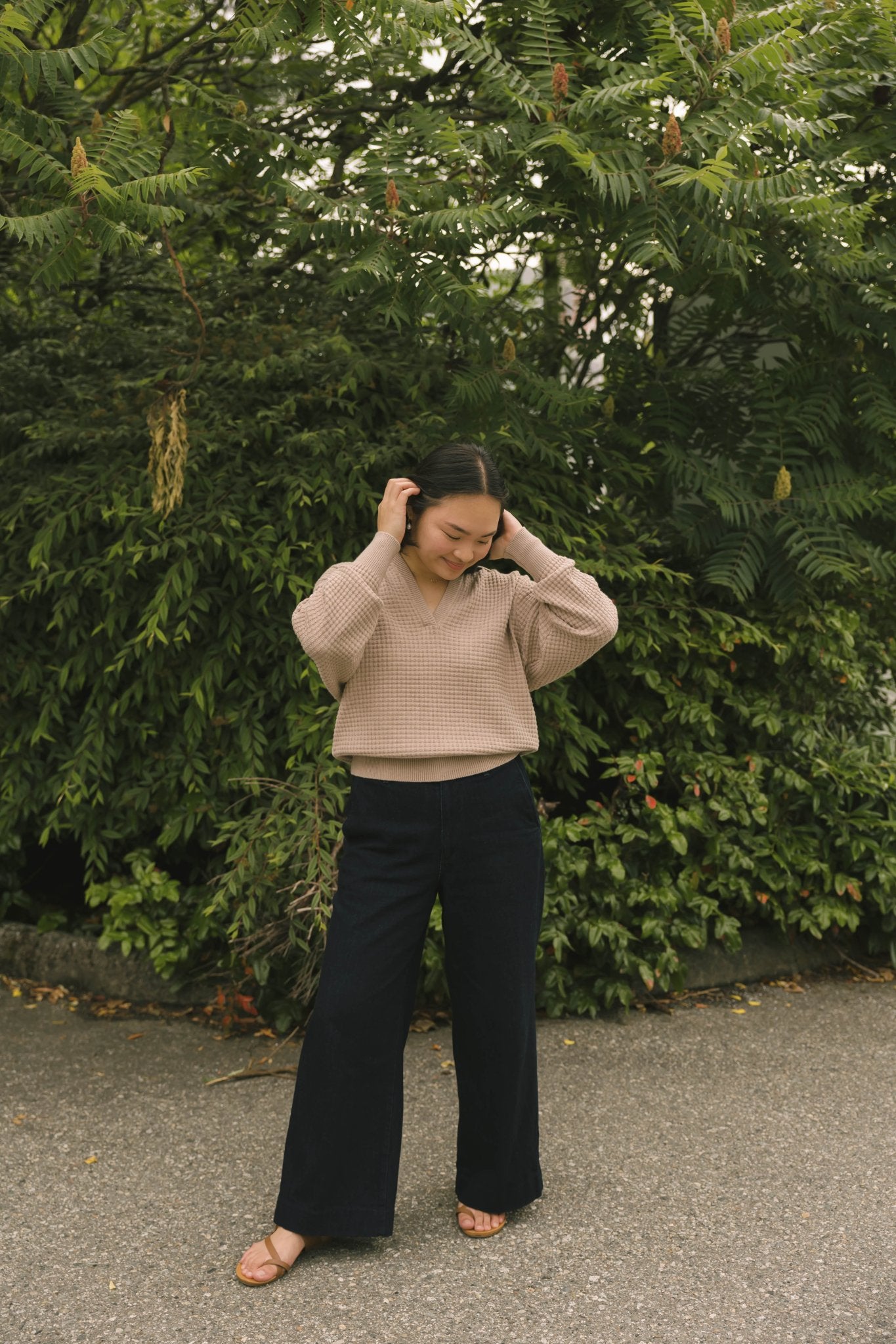 MEGAN WAFFLE SWEATER IN OATMEAL - Blue Sky Fashions & Lingerie