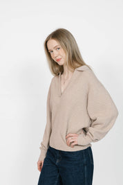 MEGAN WAFFLE SWEATER IN OATMEAL - Blue Sky Fashions & Lingerie