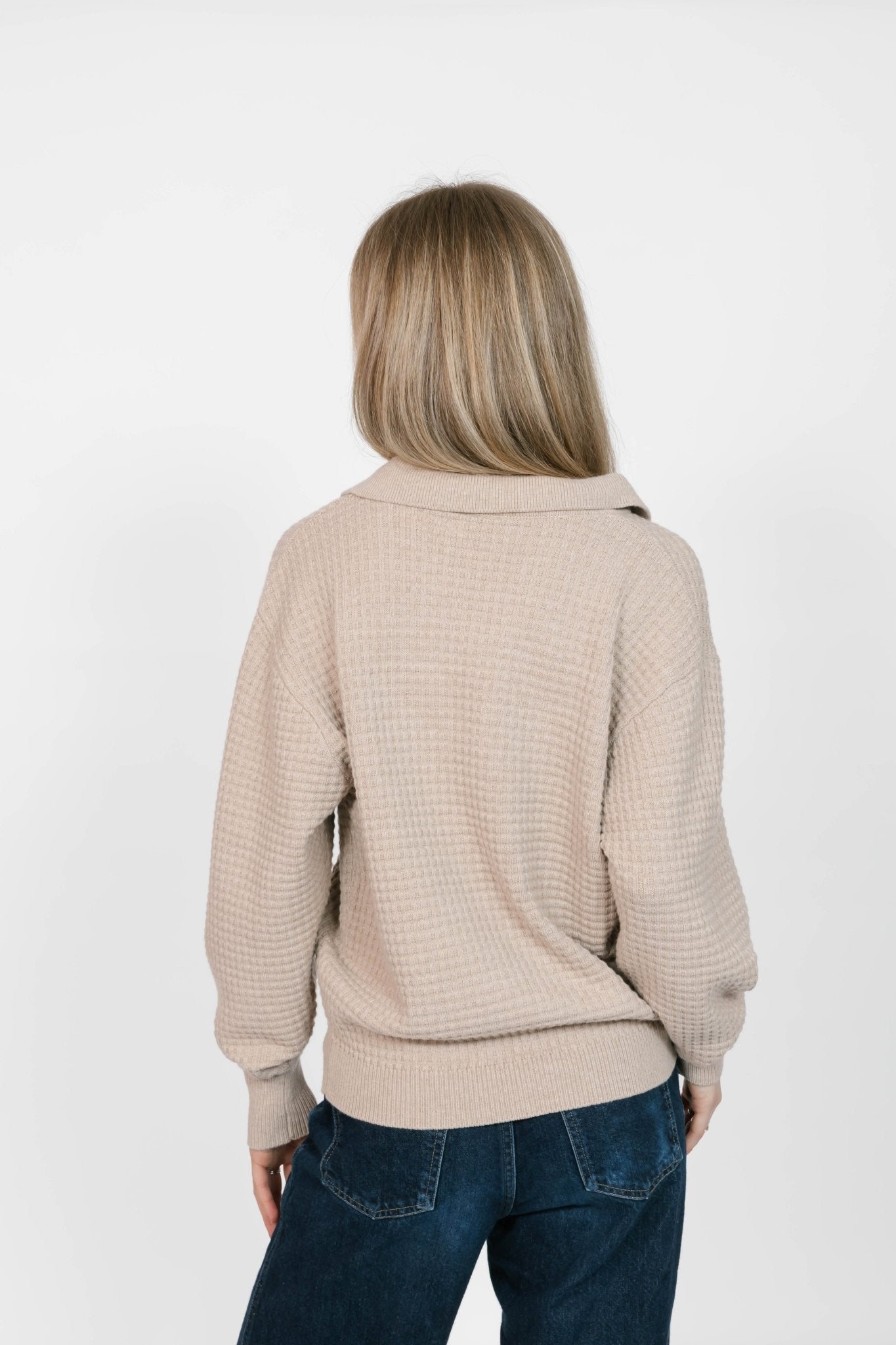 MEGAN WAFFLE SWEATER IN OATMEAL - Blue Sky Fashions & Lingerie
