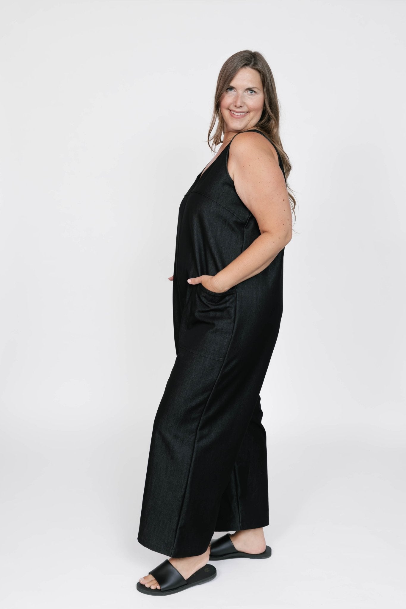 MELANI DENIM ROMPER IN BLACK DENIM by Smash + Tess - Blue Sky Fashions & Lingerie