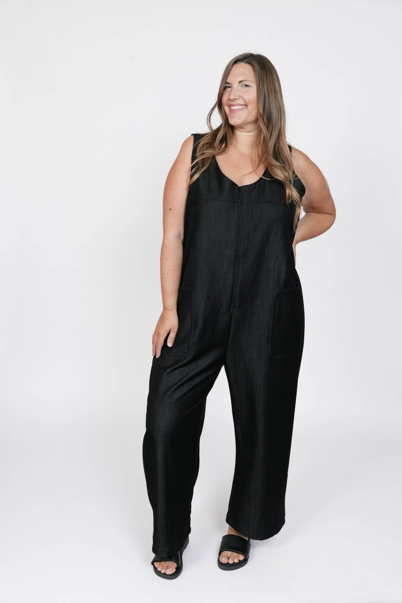 MELANI DENIM ROMPER IN BLACK DENIM by Smash + Tess - Blue Sky Fashions & Lingerie