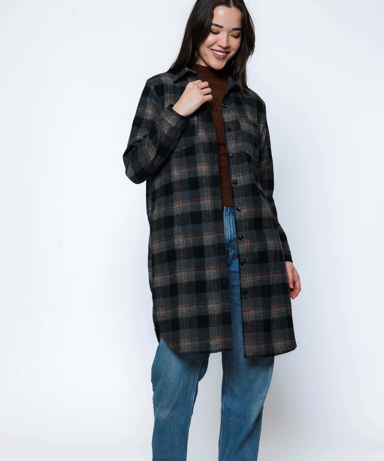 Mercer-Plaid Shirt Jacket by Orb - Blue Sky Fashions & Lingerie