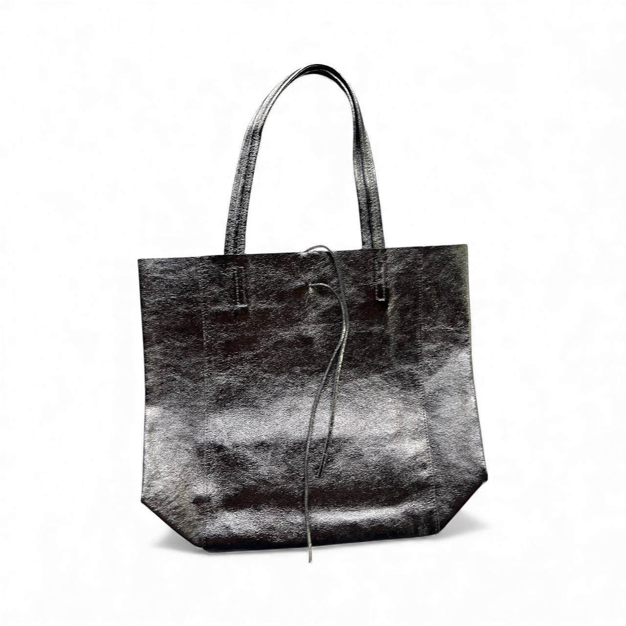 Metallic Leather Bucket Bag - Black - Blue Sky Fashions & Lingerie