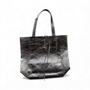 Metallic Leather Bucket Bag - Black - Blue Sky Fashions & Lingerie