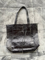 Metallic Leather Bucket Bag - Black - Blue Sky Fashions & Lingerie