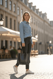 Metallic Leather Bucket Bag - Black - Blue Sky Fashions & Lingerie