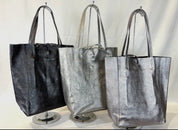 Metallic Leather Bucket Bag - Black - Blue Sky Fashions & Lingerie