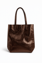 Metallic Leather Bucket Bag - Chocolate - Blue Sky Fashions & Lingerie