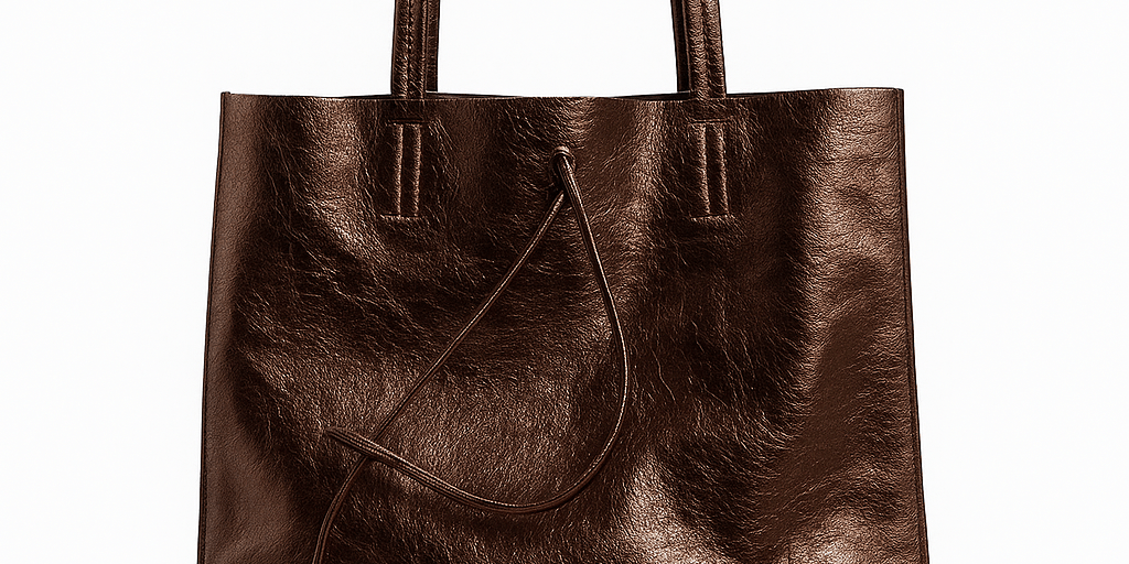 Metallic Leather Bucket Bag - Chocolate - Blue Sky Fashions &amp; Lingerie