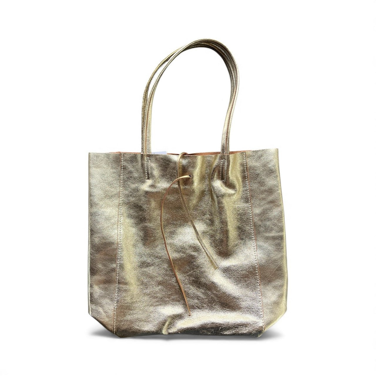 Metallic Leather Bucket Bag - Gold - Blue Sky Fashions & Lingerie