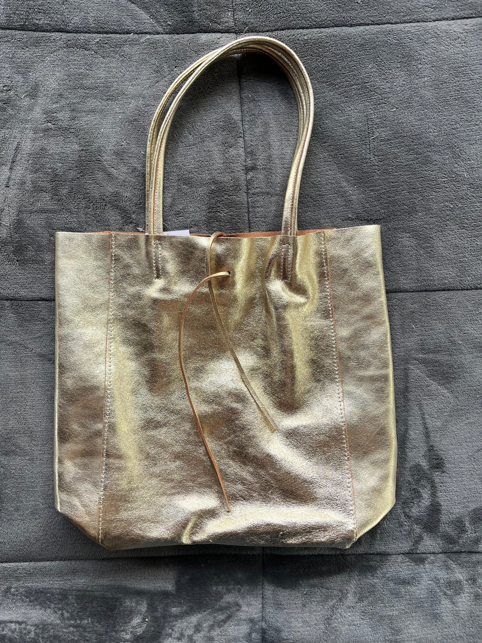 Metallic Leather Bucket Bag - Gold - Blue Sky Fashions & Lingerie