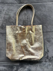 Metallic Leather Bucket Bag - Gold - Blue Sky Fashions & Lingerie