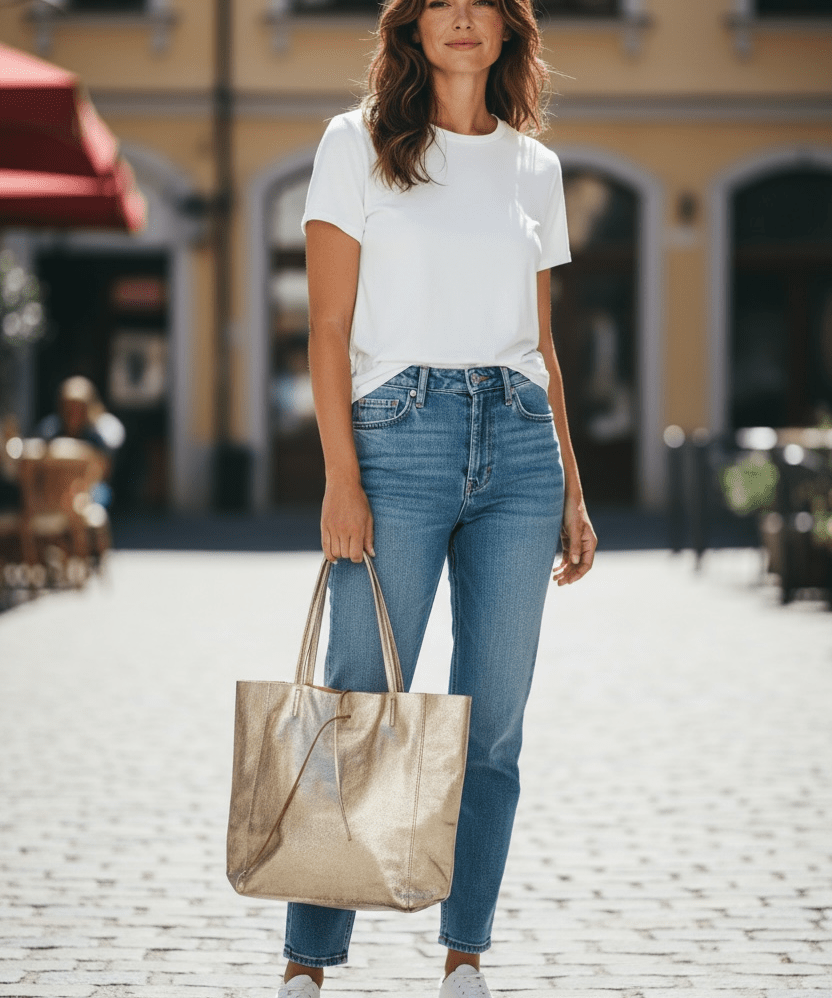 Metallic Leather Bucket Bag - Gold - Blue Sky Fashions & Lingerie