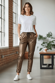 Metallic stretch pants - bronze - Blue Sky Fashions & Lingerie