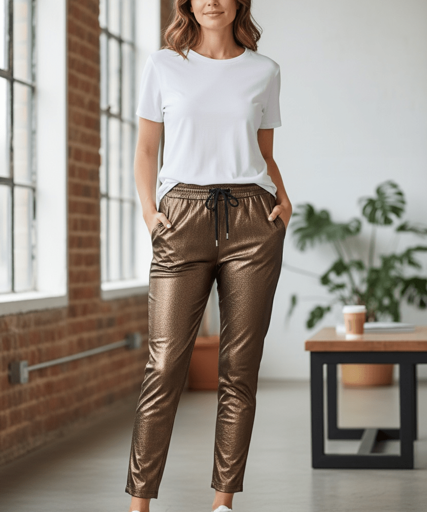 Metallic stretch pants - bronze - Blue Sky Fashions & Lingerie