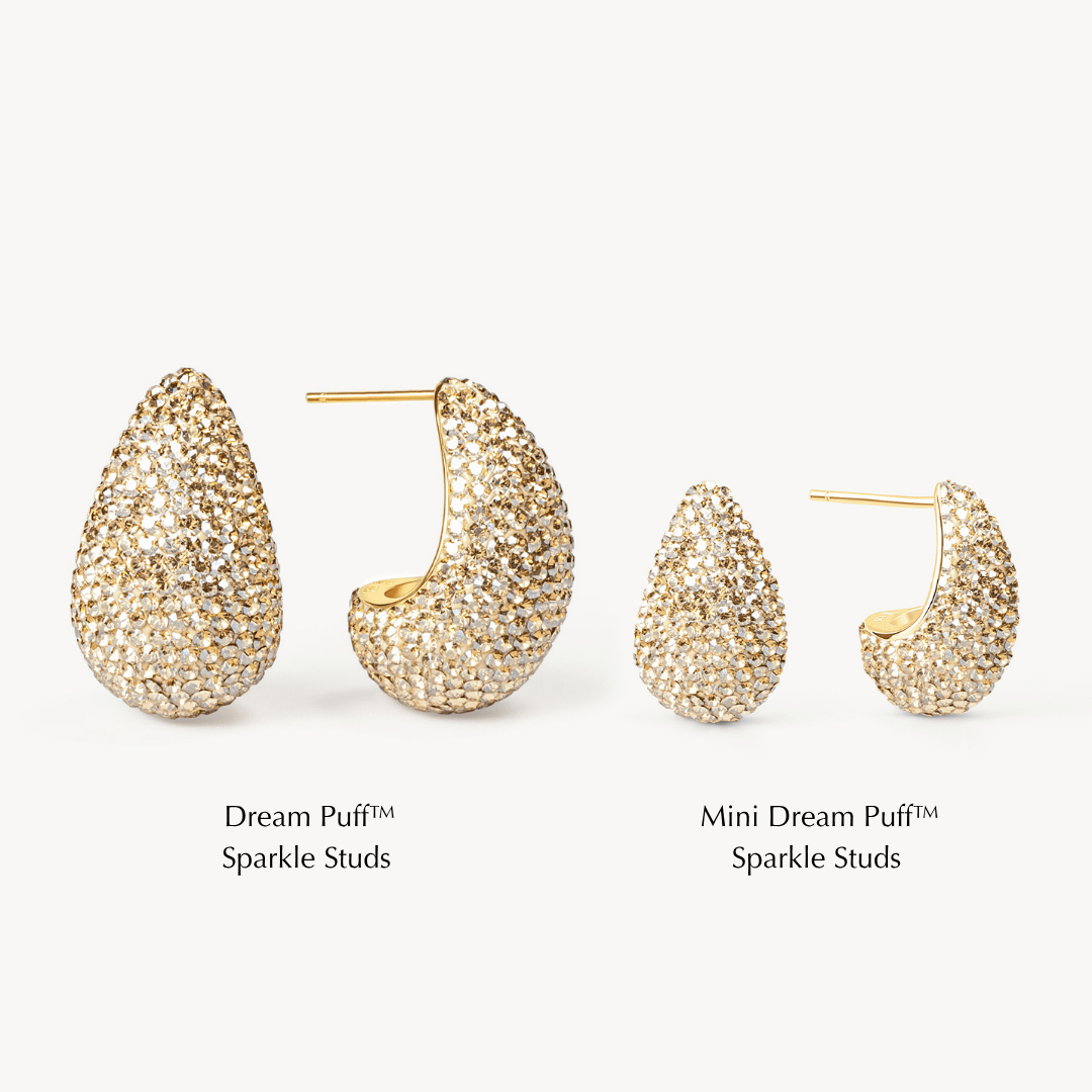MINI DREAM PUFF™ SPARKLE STUD EARRINGS - Rose Gold - Blue Sky Fashions & Lingerie
